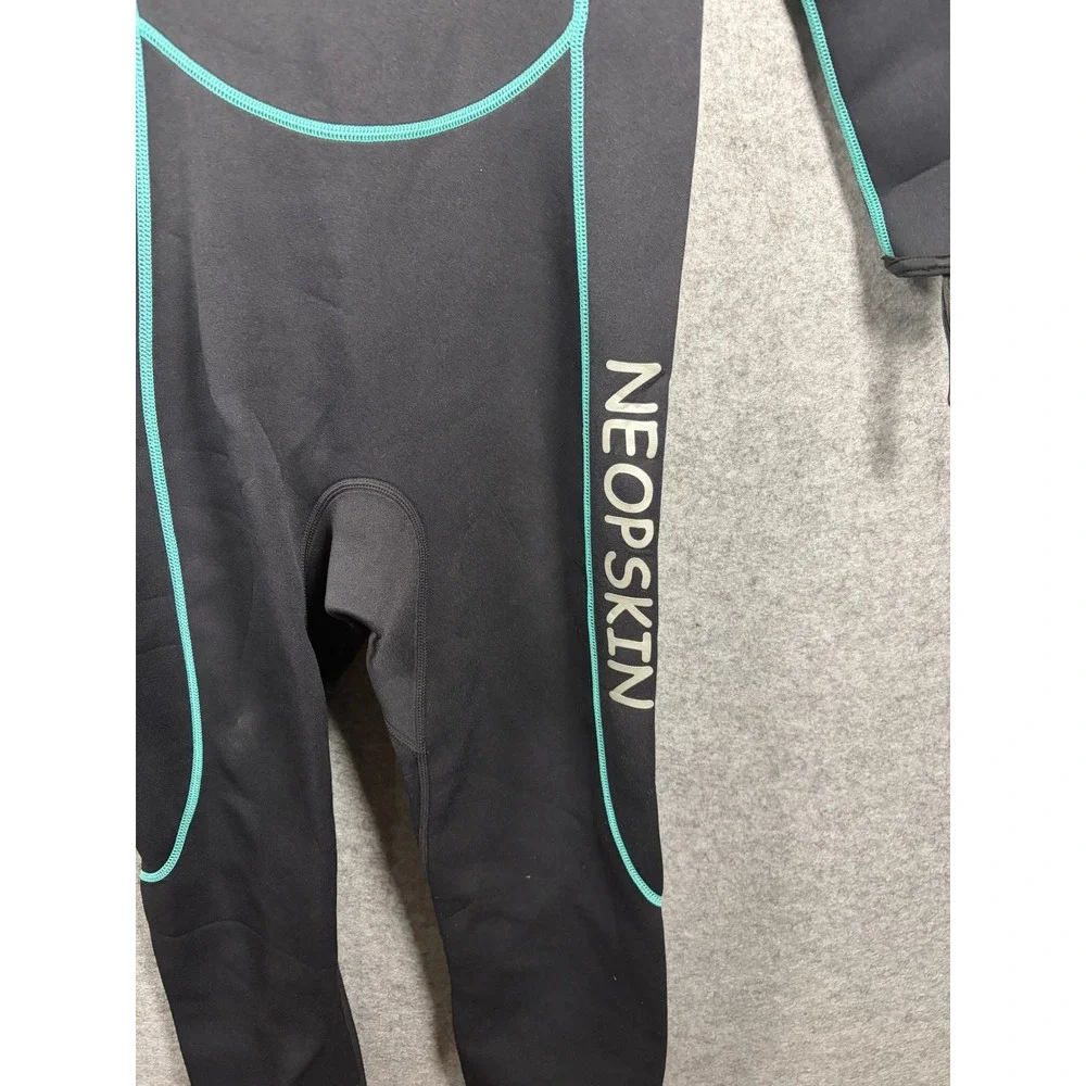 Neopskin Womens Full‎ Body Wetsuit Black Teal Long Sleeve Back Zip Size M